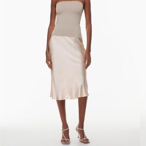 Aritzia slip satin midi skirt